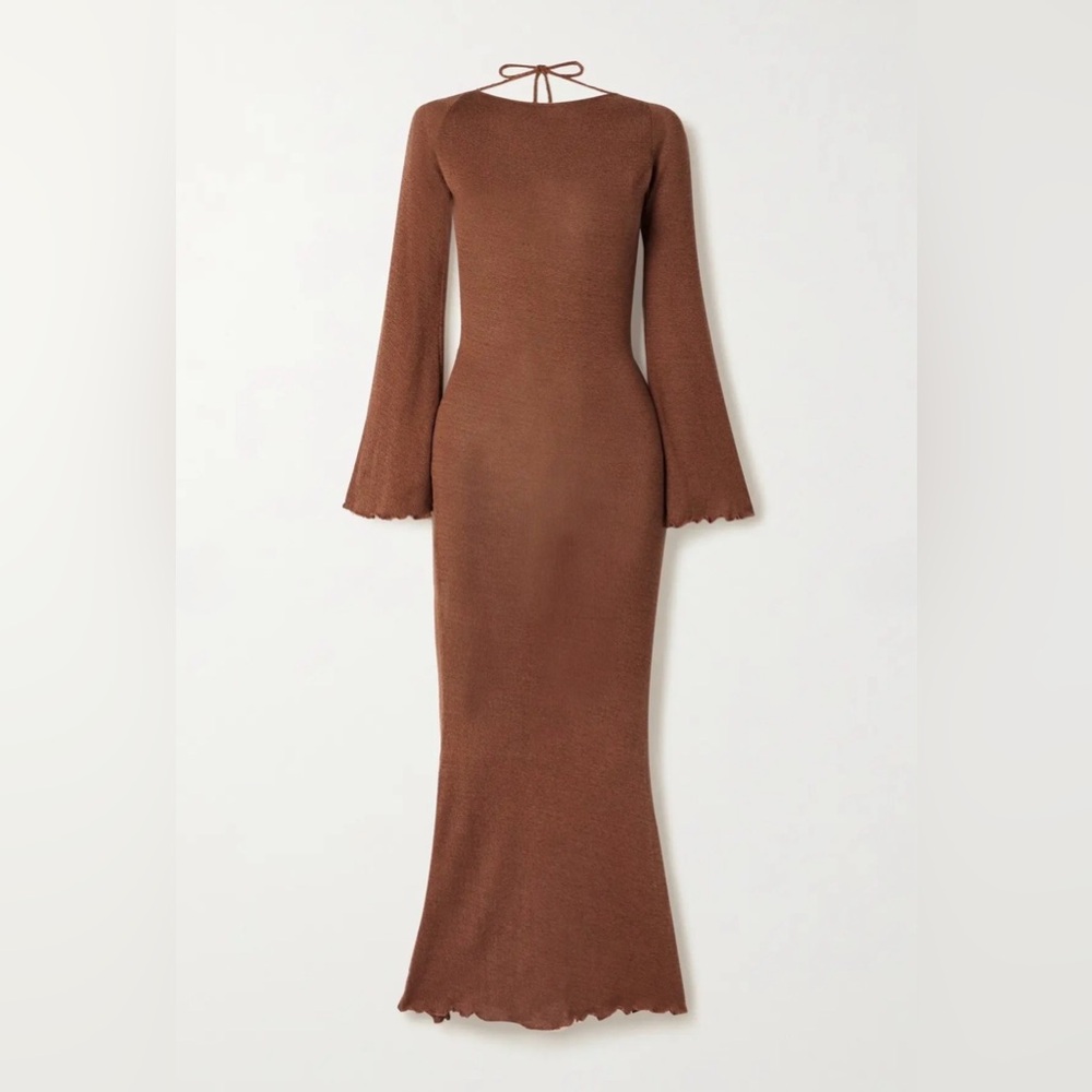 Elegant Brown Long Sleeve Dress